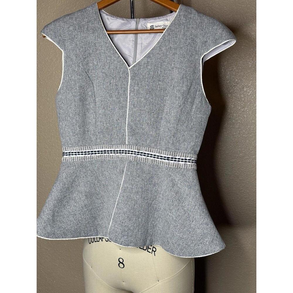 Valley Girl Pellum Women Size L Gray Fully Lined Office Professional Top